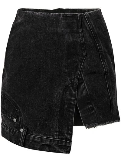 Ground Zero Asymmetric Denim Skirt In Black