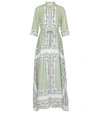 Tory Burch Printed Cotton-voile Midi Shirt Dress In White,green,blue