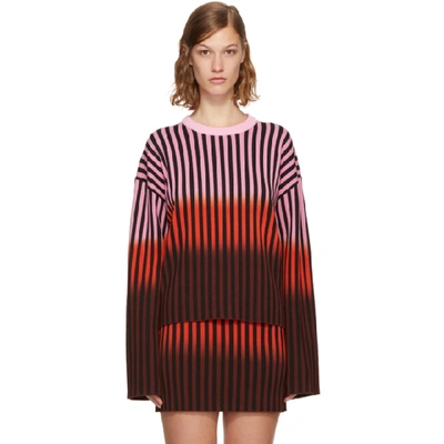 Opening Ceremony Dip Dye Stripe Crewneck Sweater In Pink