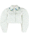 Vivetta Floral Print Crop Cotton Jacket In White