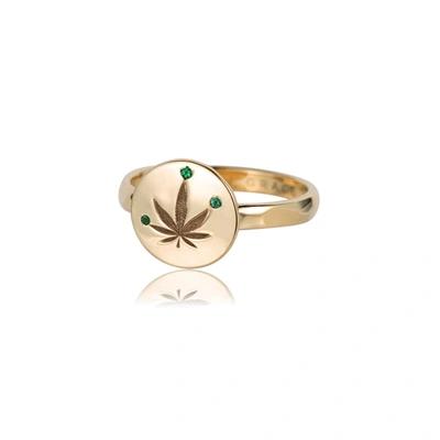 Ali Grace Jewelry Gold & Emerald Cannabis Leaf Ring