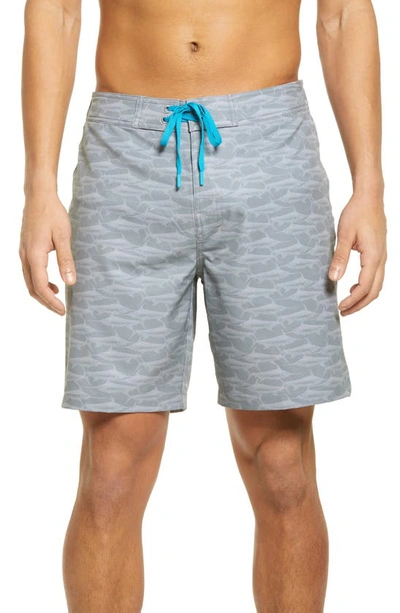 Southern Tide Patterned Board Shorts In Seagull Grey