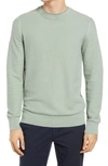 Theory Riland Long Sleeve Pique Crewneck In Steel Green