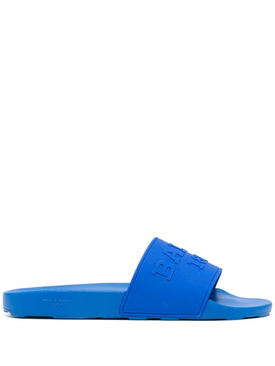 Bally Men's Slaim 16 Logo Pool Slide Sandals In Blue