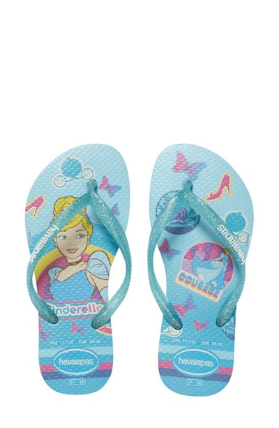 Havaianas Kids' Disney Princess Flip Flop In Sky Blue
