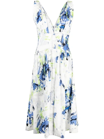 Philosophy Di Lorenzo Serafini Gathered Printed Cotton-poplin Midi Dress In Multi-colour