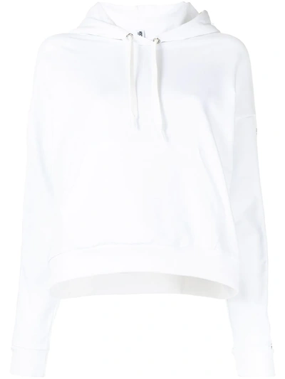 Moschino Logo-stripe Drawstring Hoodie In White