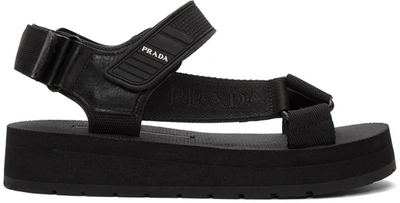 Prada Black Tape Sandals