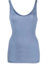 Vince Scoop Neck Pima Cotton Blend Tank In Azurine