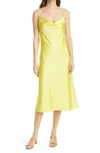 Milly Lola Cowl-neck Satin Dress In Yellow