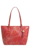 Brahmin Medium Asher Melbourne Leather Tote In Punchy Coral Melbourne
