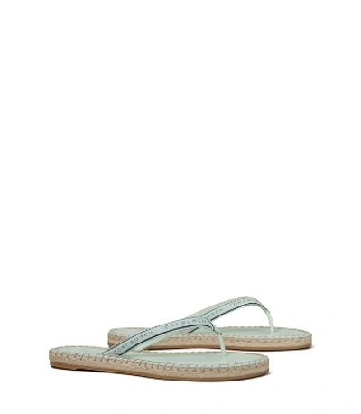 Tory Burch Tory Logo Thong Espadrille Sandals In Meadow Mist/perfect Navy