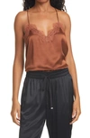 Cami Nyc The Racer Lace Trim Silk Camisole In Pecan