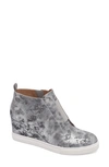 Linea Paolo Felicia Iii Wedge Sneaker In Steel Grey-silver Leather