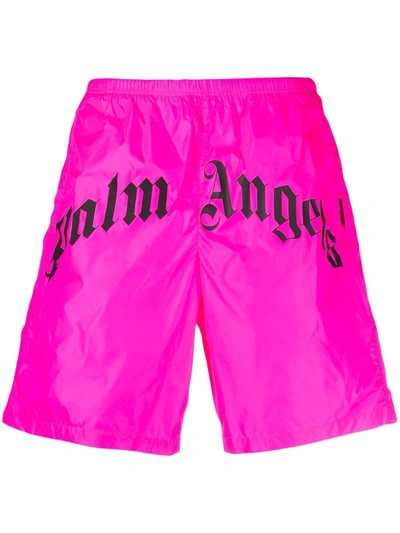 Palm Angels Logo-print Two-tone Swim Shorts In Pink