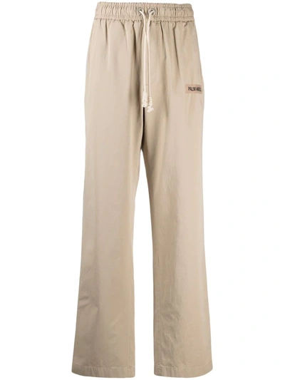 Palm Angels Side-stripe Straight-leg Trousers In Beige