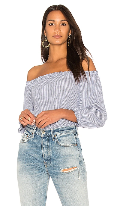 Joie Woman Bamboo Off-the-shoulder Striped Cotton Top Light Blue