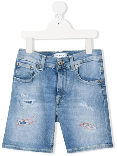 Dondup Teen Distressed Denim Shorts In Unico