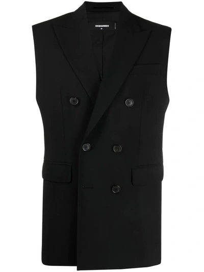 Dsquared2 Double-breasted Tailored Gilet In Black