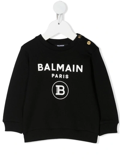 Balmain Babies' Newborn Black Sweatshirt With Golden Buttons