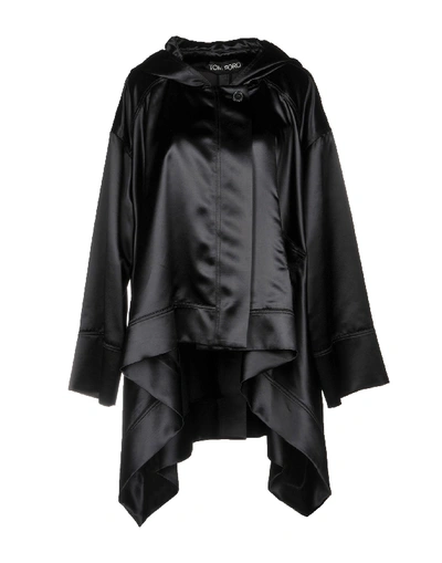 Tom Ford Oversized Satin Cape Coat In Black