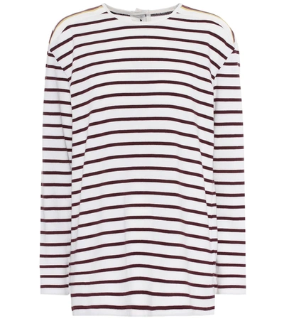 Victoria Victoria Beckham Grosgrain-trimmed Striped Cotton-jersey Top In Multicoloured