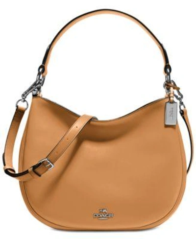 Coach Nomad Crossbody In Glovetanned Leather In Silver/ Light Saddle