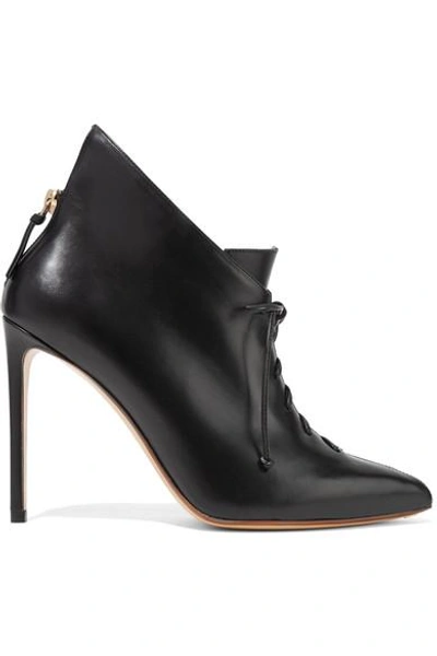 Francesco Russo Lace-up Leather Ankle Boots In Nero