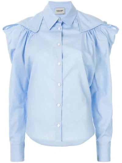 Rachel Comey Crescent Gathered-shoulder Cotton Shirt In Blue