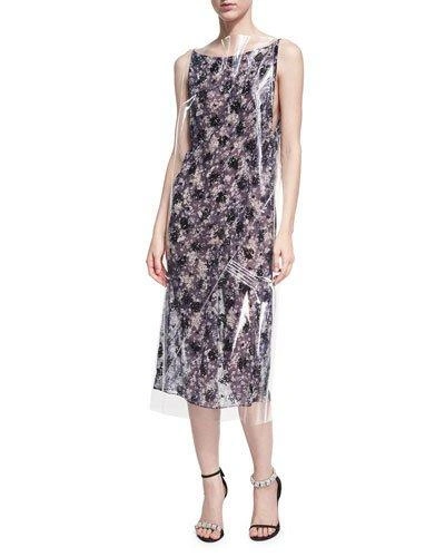 Calvin Klein Collection Plastic-covered Floral Slip Dress
