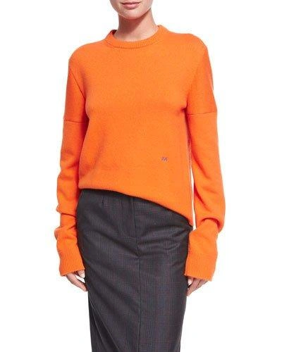 Calvin Klein Collection 205 Cashmere Crewneck Pullover In Orange