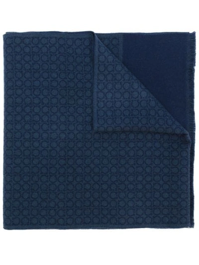 Ferragamo Gancio Monogram Scarf In Blue