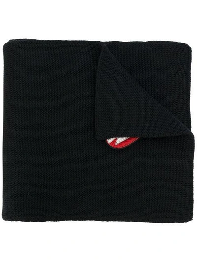 Saint Laurent Embellished Patch Knitted Scarf