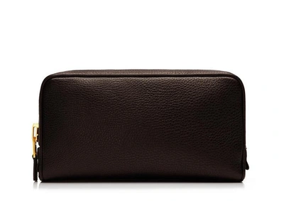 Tom Ford Leather Double-zip Toiletry Case In Brown