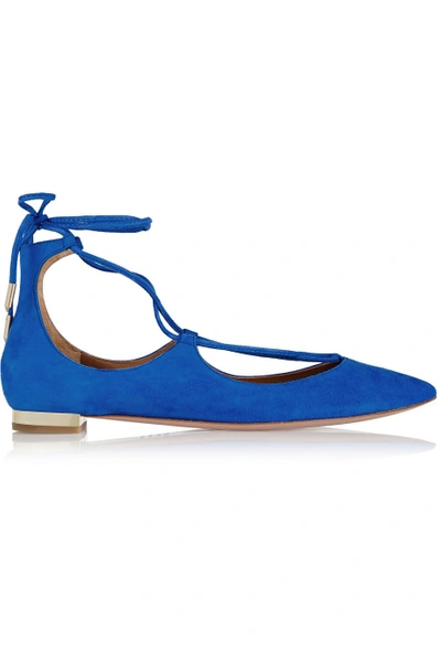 Aquazzura Christy Suede Point-toe Flats