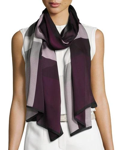 Burberry Ultra Washed Mega Check Silk Scarf, Dark Purple | ModeSens