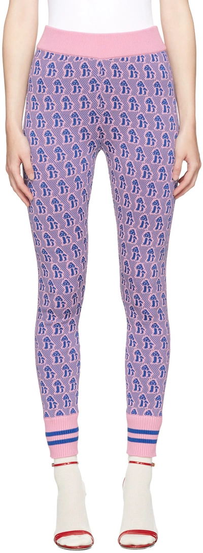 Gucci Mushrooms Jacquard Knitted Legging In Pink