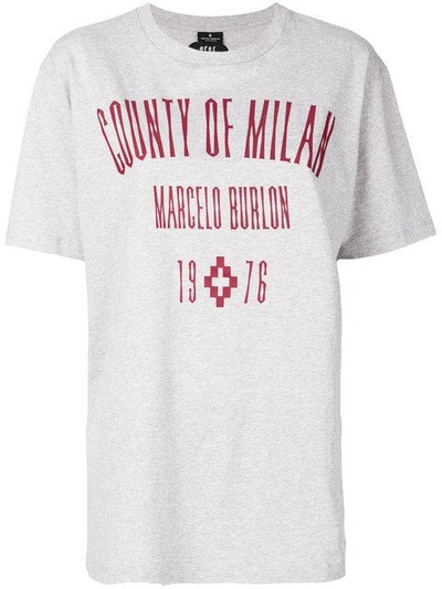 Marcelo Burlon County Of Milan Logo Embroidered T-shirt In Gray