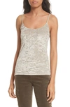 Vince Velvet Scoop-neck Camisole Top In Taupe