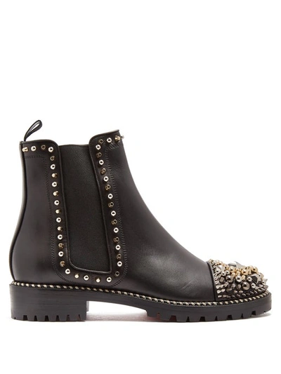 Christian Louboutin Chasse A Clou Studded Cap Toe Chelsea Booties In Black