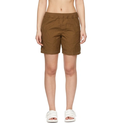 Ader Error Brown Distressed Shorts In Beige