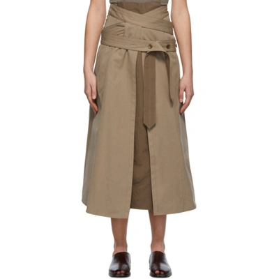 Lemaire Asymmetric High-waisted A-line Skirt In 431 Hazelnu