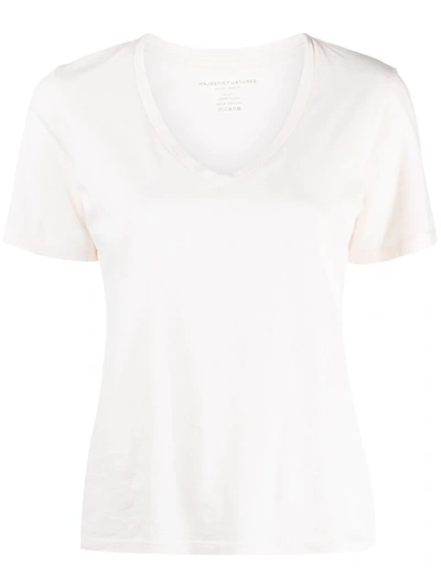 Majestic V-neck Short-sleeve T-shirt In White