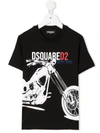 Dsquared2 Kids' Printed Cotton Jersey T-shirt In Black