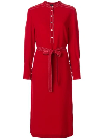 Joseph Grace Contrast-stitch Crepe Shirtdress In Red