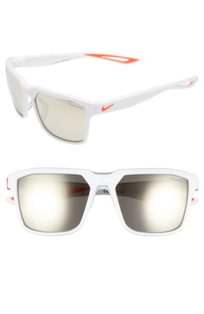 Nike Bandit R 59mm Sunglasses - Matte White/ Bright Crimson