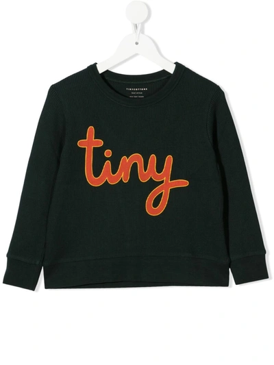 Tiny Cottons Logo Print Waffle Sweatshirt In Green