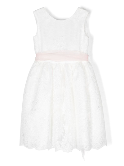 Mimilù Kids' Bow Detail Flared Dress In White