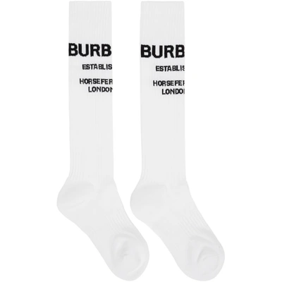 Burberry Horseferry Intarsia Knee-length Socks In White