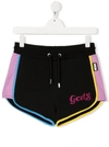 Gcds Teen Logo Colour-block Shorts In Black
